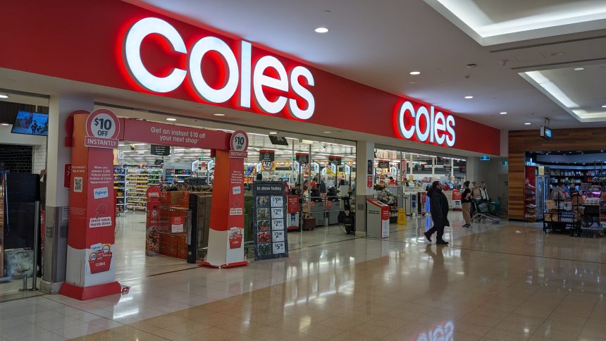 Front of Coles Supermarket in Plenty Valley Shopping Centre in Mill Park, Melbourne