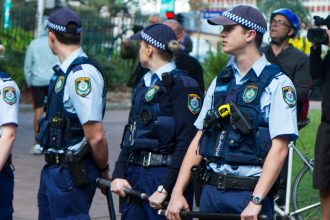 NSW Police officers at a riot