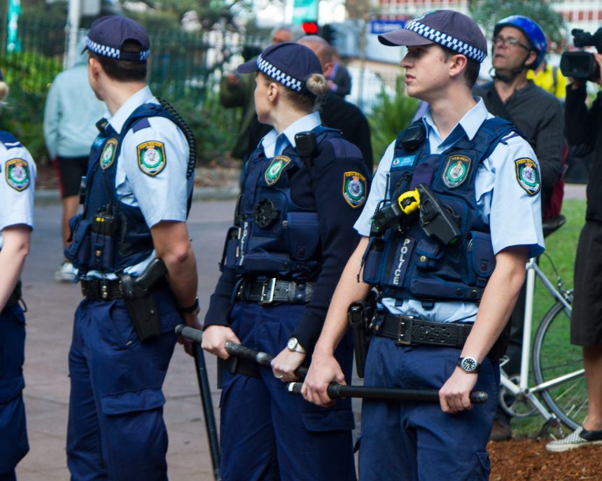 NSW Police officers at a riot